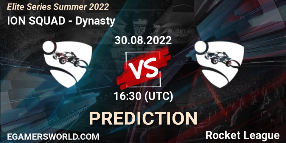 Pronósticos ION SQUAD - Dynasty. 30.08.2022 at 16:30. Elite Series Summer 2022 - Rocket League