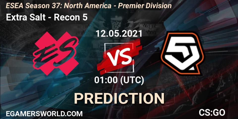 Pronósticos Extra Salt - Recon 5. 12.05.2021 at 01:00. ESEA Season 37: North America - Premier Division - Counter-Strike (CS2)