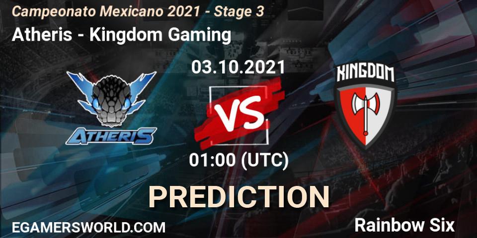 Pronósticos Atheris - Kingdom Gaming. 03.10.2021 at 01:00. Campeonato Mexicano 2021 - Stage 3 - Rainbow Six
