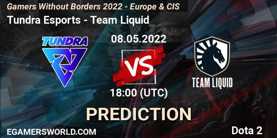 Pronósticos Tundra Esports - Team Liquid. 08.05.2022 at 17:55. Gamers Without Borders 2022 - Europe & CIS - Dota 2