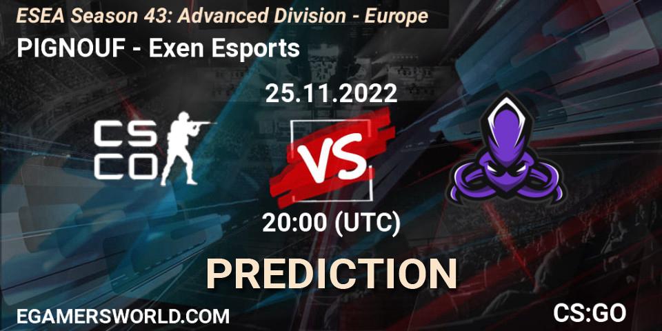 Pronósticos PIGNOUF - Exen Esports. 01.12.22. ESEA Season 43: Advanced Division - Europe - CS2 (CS:GO)