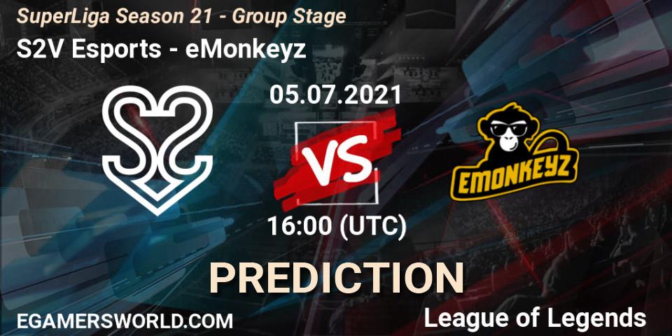 Pronósticos S2V Esports - eMonkeyz. 05.07.21. SuperLiga Season 21 - Group Stage - LoL
