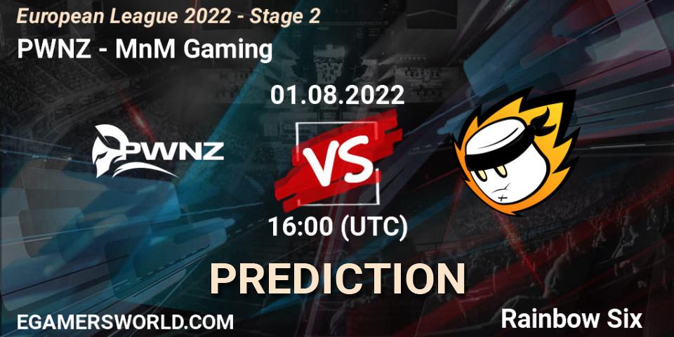 Pronósticos PWNZ - MnM Gaming. 01.08.2022 at 17:15. European League 2022 - Stage 2 - Rainbow Six