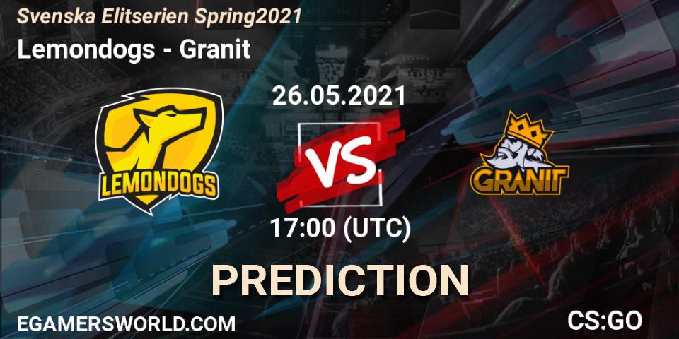 Pronósticos Lemondogs - Granit. 26.05.21. Svenska Elitserien Spring 2021 - CS2 (CS:GO)