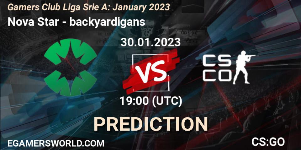 Pronósticos Nova Star - backyardigans. 30.01.2023 at 19:00. Gamers Club Liga Série A: January 2023 - Counter-Strike (CS2)