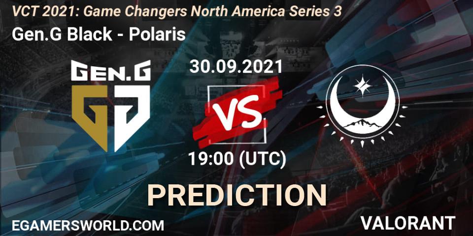 Pronósticos Gen.G Black - Polaris. 30.09.2021 at 22:00. VCT 2021: Game Changers North America Series 3 - VALORANT