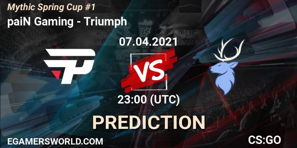 Pronósticos paiN Gaming - Triumph. 07.04.2021 at 21:00. Mythic Spring Cup #1 - Counter-Strike (CS2)