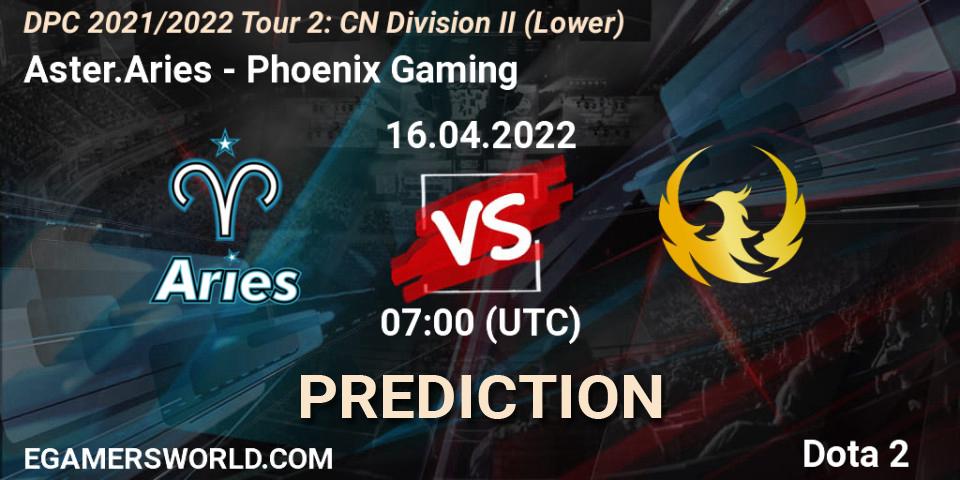 Pronósticos Aster.Aries - Phoenix Gaming. 16.04.22. DPC 2021/2022 Tour 2: CN Division II (Lower) - Dota 2