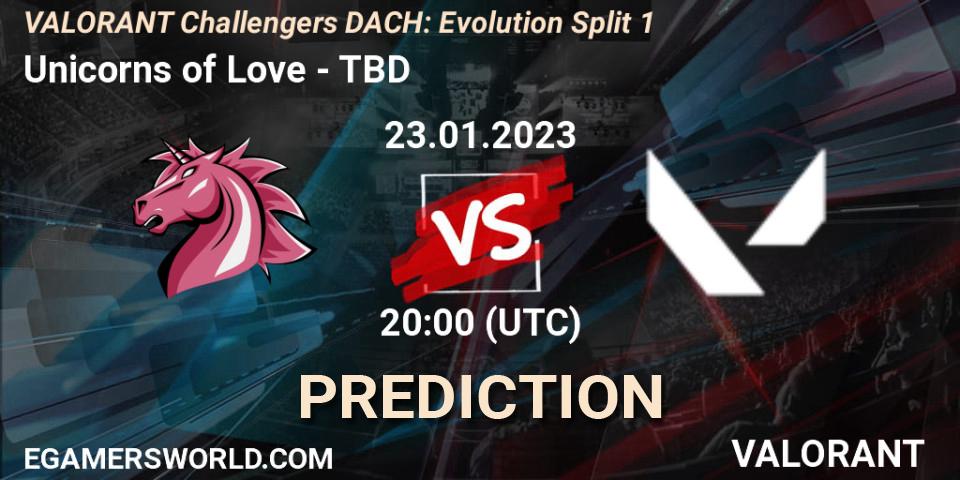 Pronósticos Unicorns of Love - TBD. 23.01.2023 at 20:00. VALORANT Challengers 2023 DACH: Evolution Split 1 - VALORANT