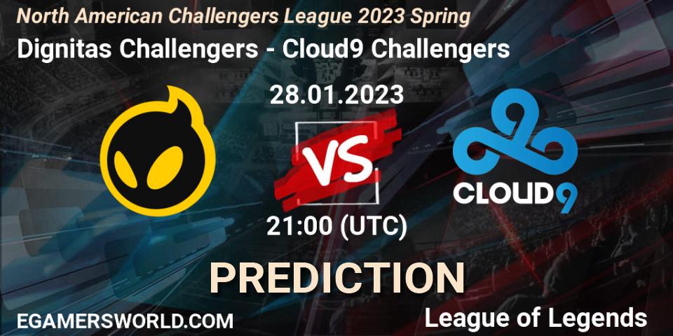 Pronósticos Dignitas Challengers - Cloud9 Challengers. 28.01.23. NACL 2023 Spring - Group Stage - LoL