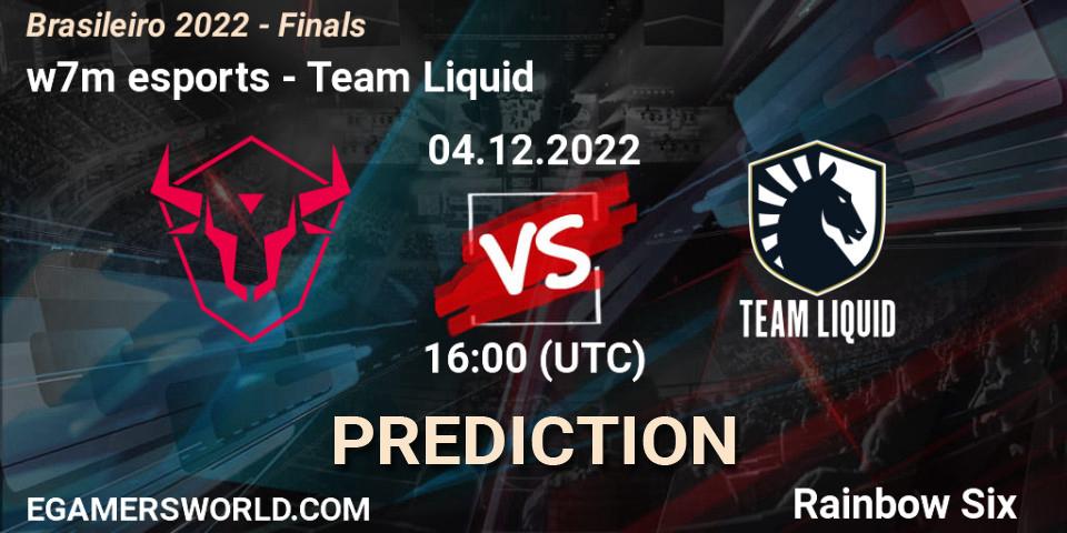 Pronósticos w7m esports - Team Liquid. 04.12.2022 at 19:00. Brasileirão 2022 - Finals - Rainbow Six