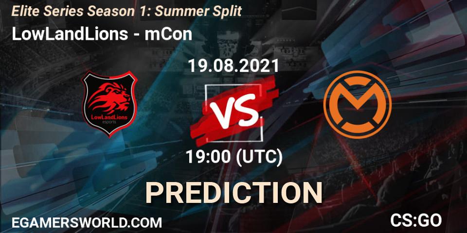 Pronósticos LowLandLions - mCon. 19.08.2021 at 19:00. Elite Series Season 1: Summer Split - Counter-Strike (CS2)