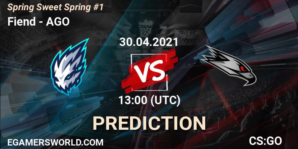 Pronósticos Fiend - AGO. 30.04.2021 at 13:00. Spring Sweet Spring #1 - Counter-Strike (CS2)