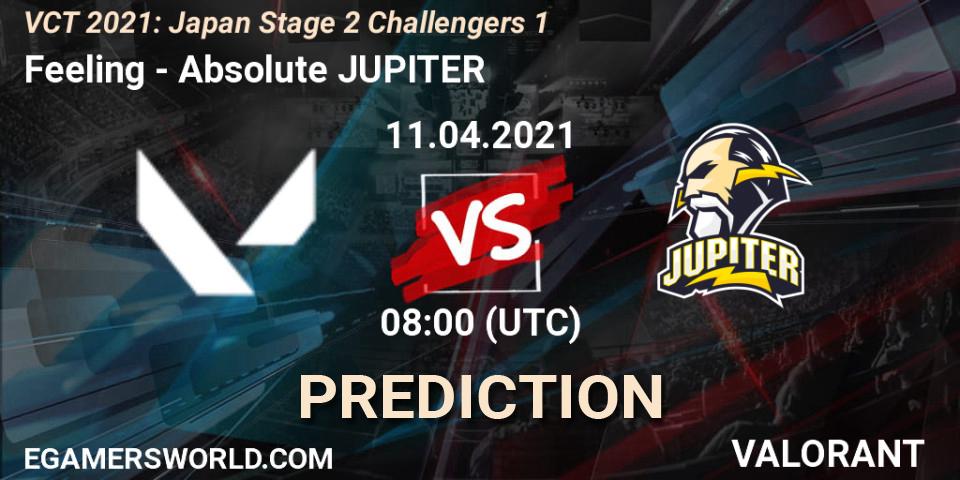 Pronósticos Feeling - Absolute JUPITER. 11.04.2021 at 08:00. VCT 2021: Japan Stage 2 Challengers 1 - VALORANT