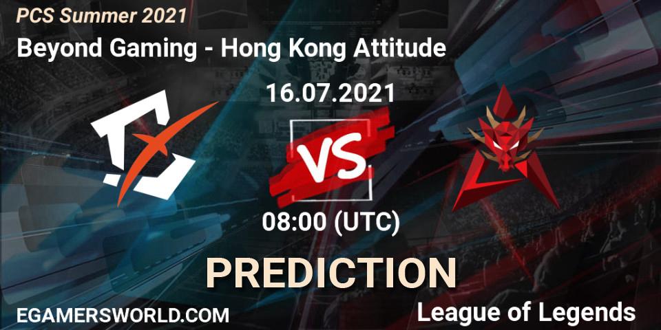 Pronósticos Beyond Gaming - Hong Kong Attitude. 16.07.2021 at 08:00. PCS Summer 2021 - LoL