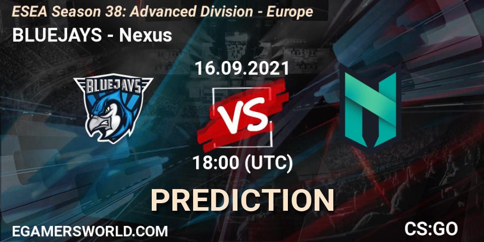 Pronósticos BLUEJAYS - Nexus. 16.09.21. ESEA Season 38: Advanced Division - Europe - CS2 (CS:GO)