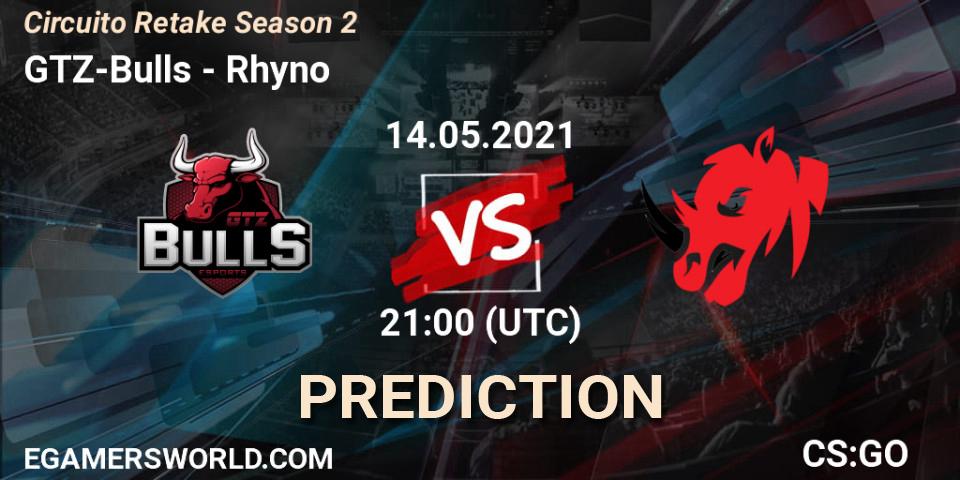 Pronósticos GTZ-Bulls - Rhyno. 14.05.2021 at 21:00. Circuito Retake Season 2 - Counter-Strike (CS2)