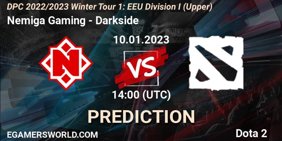 Pronósticos Nemiga Gaming - Darkside. 10.01.2023 at 14:16. DPC 2022/2023 Winter Tour 1: EEU Division I (Upper) - Dota 2