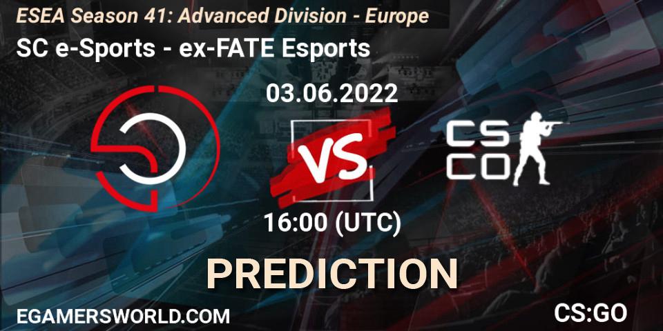 Pronósticos SC e-Sports - ex-FATE Esports. 03.06.2022 at 16:00. ESEA Season 41: Advanced Division - Europe - Counter-Strike (CS2)