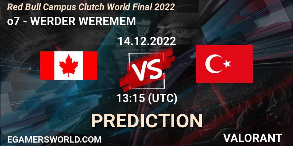 Pronósticos o7 - WERDER WEREMEM. 14.12.2022 at 13:15. Red Bull Campus Clutch World Final 2022 - VALORANT