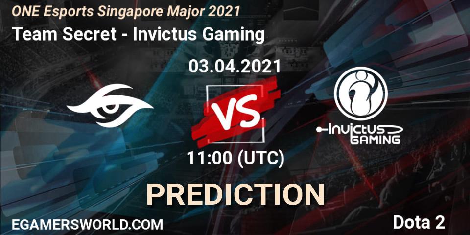 Pronósticos Team Secret - Invictus Gaming. 03.04.21. ONE Esports Singapore Major 2021 - Dota 2