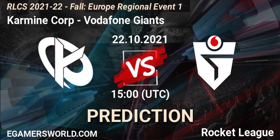 Pronósticos Karmine Corp - Vodafone Giants. 22.10.21. RLCS 2021-22 - Fall: Europe Regional Event 1 - Rocket League