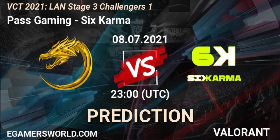 Pronósticos Pass Gaming - Six Karma. 08.07.2021 at 23:00. VCT 2021: LAN Stage 3 Challengers 1 - VALORANT