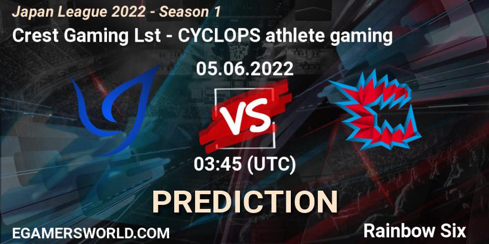 Pronósticos Crest Gaming Lst - CYCLOPS athlete gaming. 05.06.22. Japan League 2022 - Season 1 - Rainbow Six