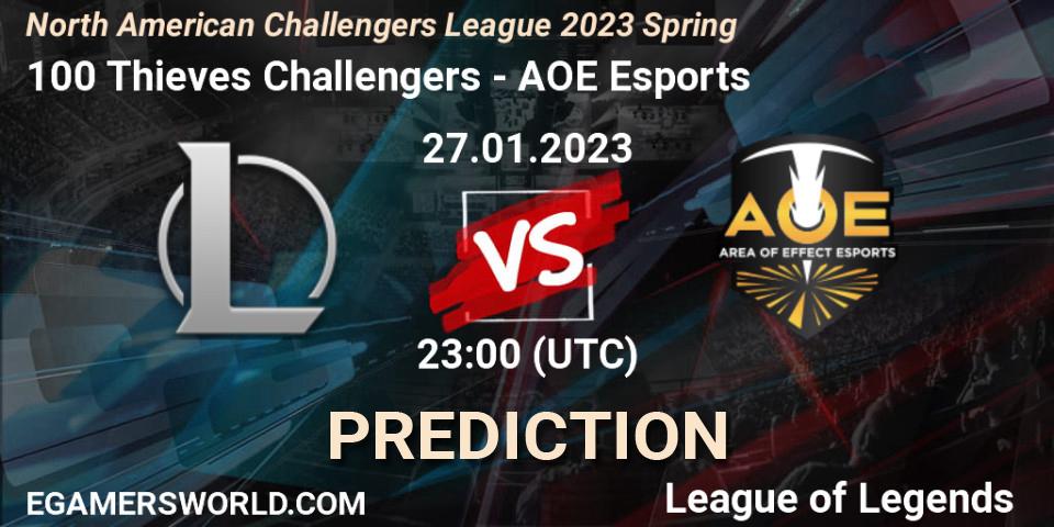Pronósticos 100 Thieves Challengers - AOE Esports. 28.01.23. NACL 2023 Spring - Group Stage - LoL
