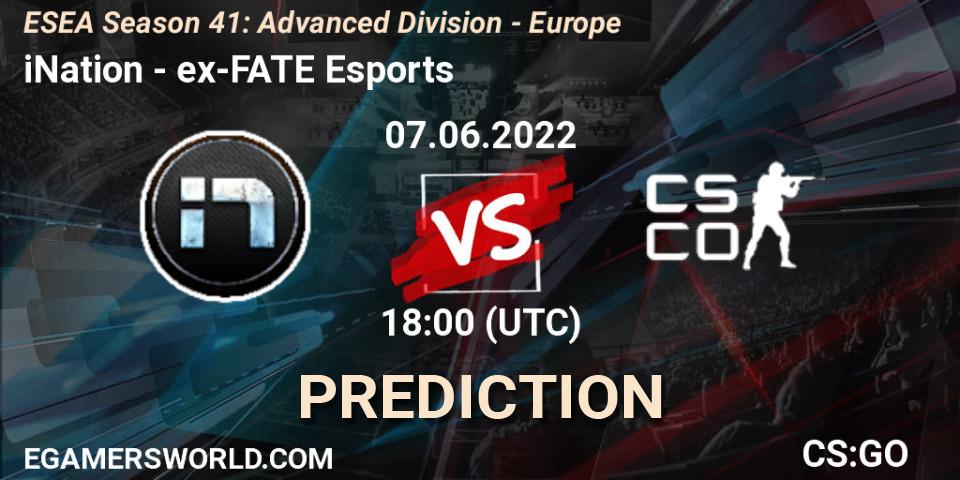 Pronósticos iNation - ex-FATE Esports. 07.06.2022 at 18:00. ESEA Season 41: Advanced Division - Europe - Counter-Strike (CS2)