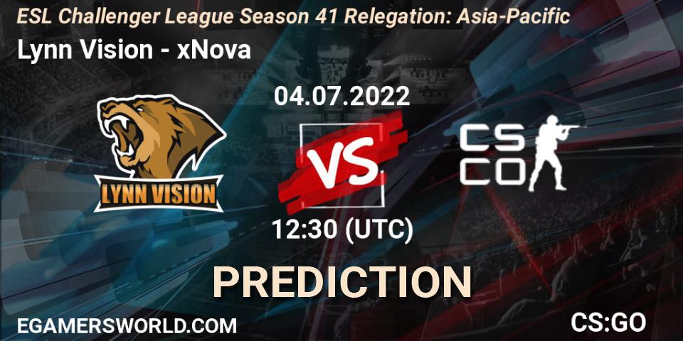 Pronósticos Lynn Vision - xNova. 04.07.2022 at 12:30. ESL Challenger League Season 41 Relegation: Asia-Pacific - Counter-Strike (CS2)