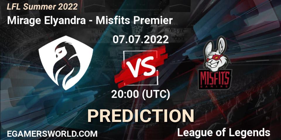 Pronósticos Mirage Elyandra - Misfits Premier. 07.07.22. LFL Summer 2022 - LoL