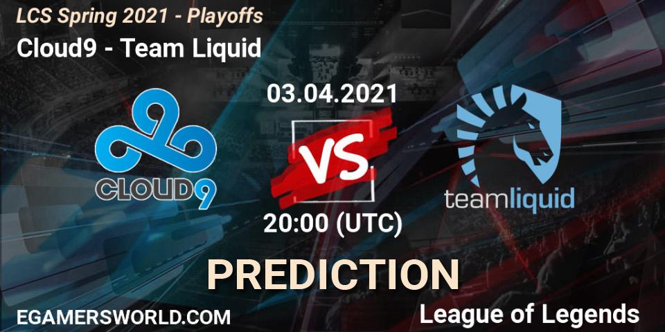 Pronósticos Cloud9 - Team Liquid. 03.04.2021 at 20:00. LCS Spring 2021 - Playoffs - LoL