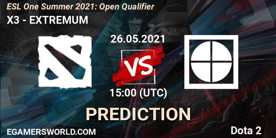 Pronósticos X3 - EXTREMUM. 26.05.2021 at 15:00. ESL One Summer 2021: Open Qualifier - Dota 2
