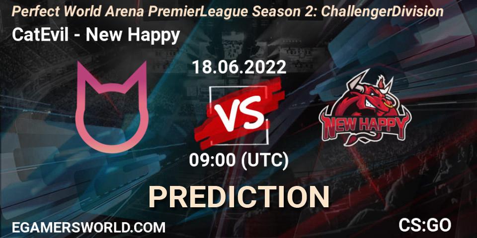 Pronósticos CatEvil - New Happy. 18.06.2022 at 09:00. Perfect World Arena Premier League Season 2: Challenger Division - Counter-Strike (CS2)