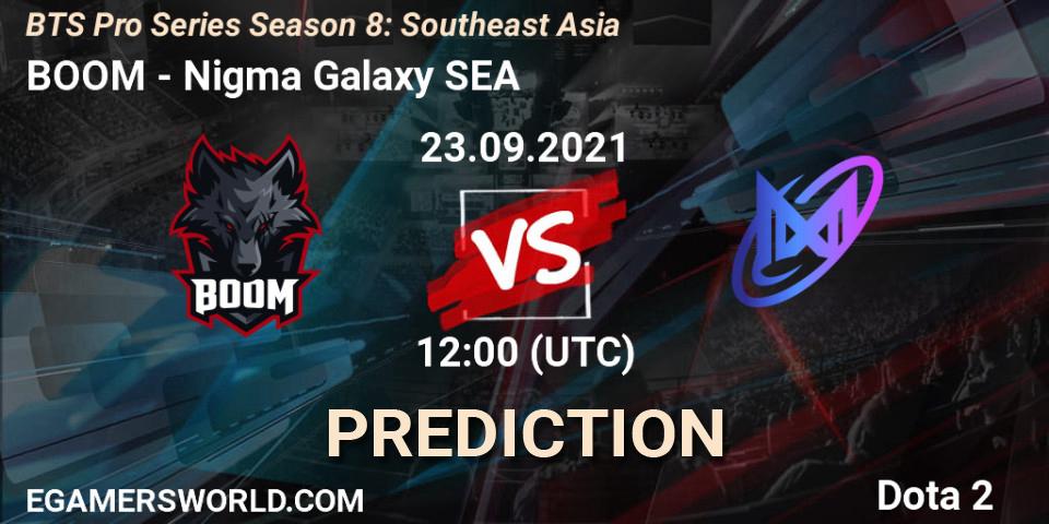 Pronósticos BOOM - Nigma Galaxy SEA. 23.09.2021 at 12:21. BTS Pro Series Season 8: Southeast Asia - Dota 2