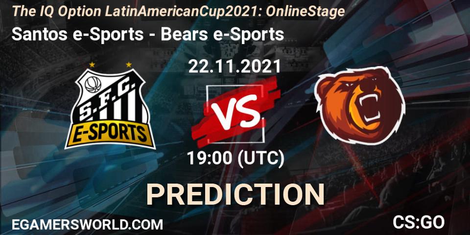 Pronósticos Santos e-Sports - Bears e-Sports. 22.11.21. The IQ Option Latin American Cup 2021: Online Stage - CS2 (CS:GO)