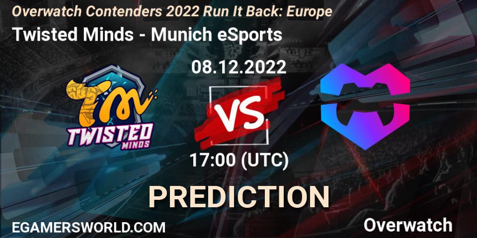 Pronósticos Twisted Minds - Munich eSports. 08.12.2022 at 17:00. Overwatch Contenders 2022 Run It Back: Europe - Overwatch