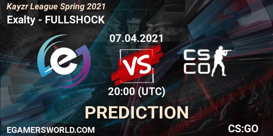Pronósticos Exalty - FULLSHOCK. 07.04.2021 at 20:00. Kayzr League Spring 2021 - Counter-Strike (CS2)