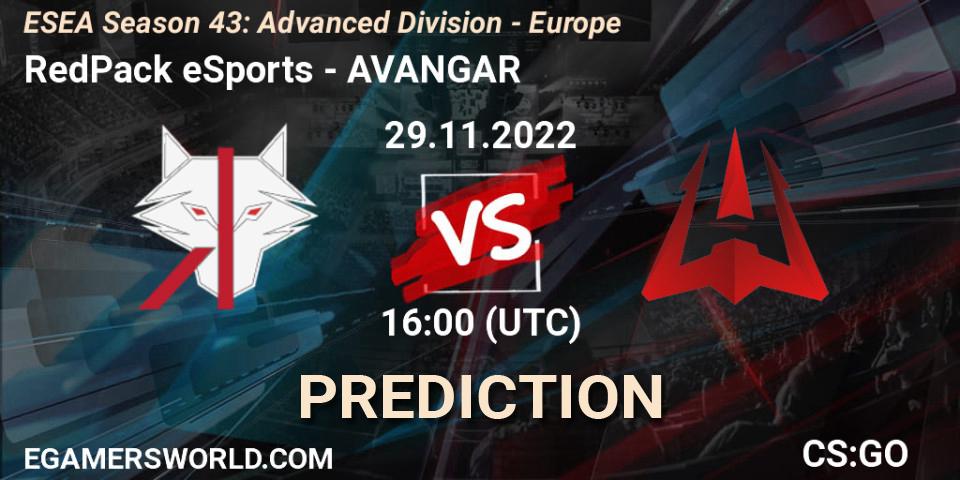 Pronósticos RedPack eSports - AVANGAR. 29.11.22. ESEA Season 43: Advanced Division - Europe - CS2 (CS:GO)
