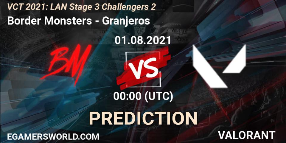 Pronósticos Border Monsters - Granjeros. 01.08.2021 at 00:30. VCT 2021: LAN Stage 3 Challengers 2 - VALORANT