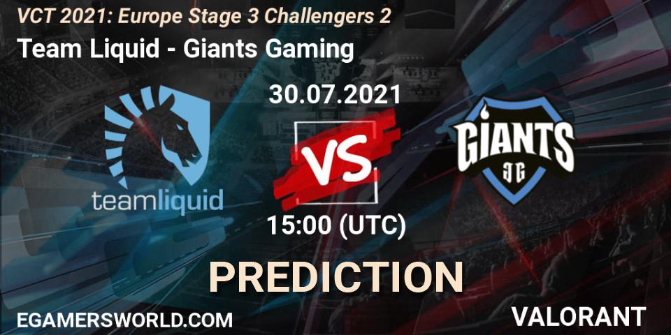Pronósticos Team Liquid - Giants Gaming. 30.07.21. VCT 2021: Europe Stage 3 Challengers 2 - VALORANT