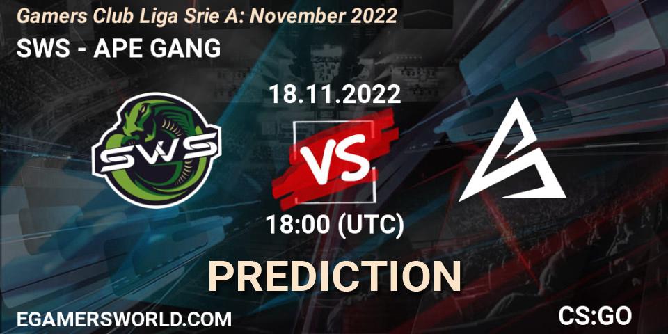 Pronósticos SWS - APE GANG. 19.11.22. Gamers Club Liga Série A: November 2022 - CS2 (CS:GO)