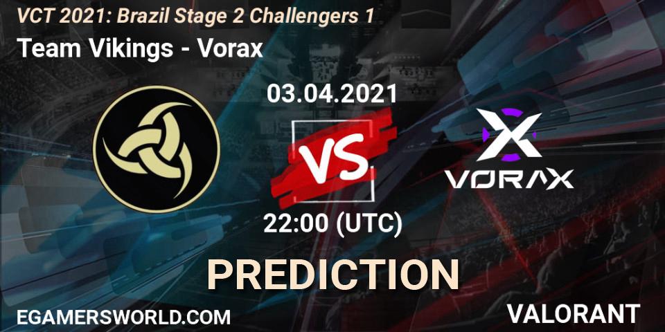 Pronósticos Team Vikings - Vorax. 03.04.2021 at 22:00. VCT 2021: Brazil Stage 2 Challengers 1 - VALORANT
