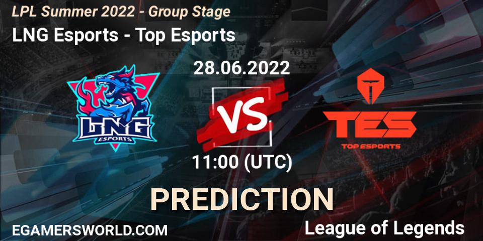 Pronósticos LNG Esports - Top Esports. 28.06.22. LPL Summer 2022 - Group Stage - LoL