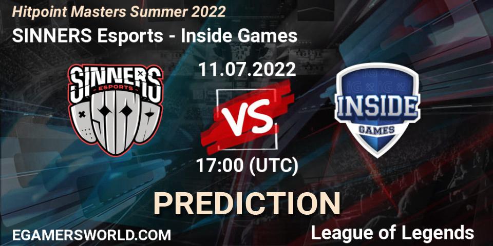 Pronósticos SINNERS Esports - Inside Games. 11.07.22. Hitpoint Masters Summer 2022 - LoL
