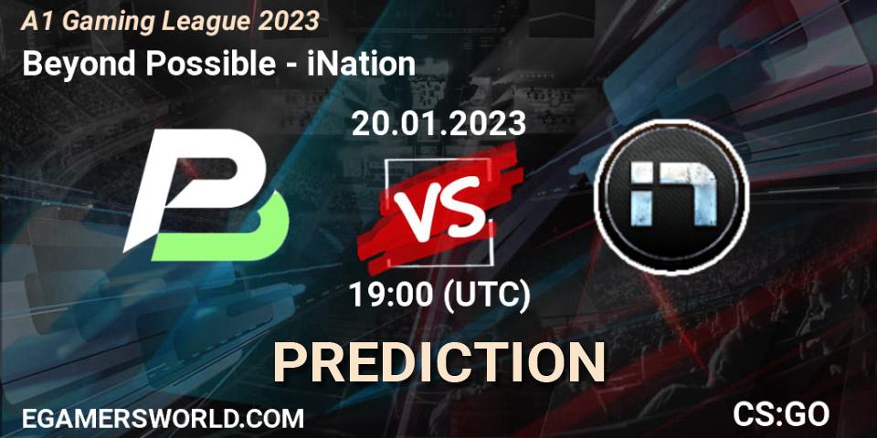 Pronósticos Beyond Possible - iNation. 20.01.2023 at 19:00. A1 Gaming League 2023 - Counter-Strike (CS2)