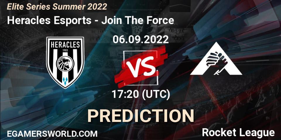 Pronósticos Heracles Esports - Join The Force. 06.09.2022 at 17:20. Elite Series Summer 2022 - Rocket League