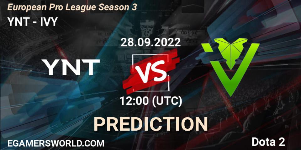 Pronósticos YNT - IVY. 28.09.2022 at 12:40. European Pro League Season 3 - Dota 2