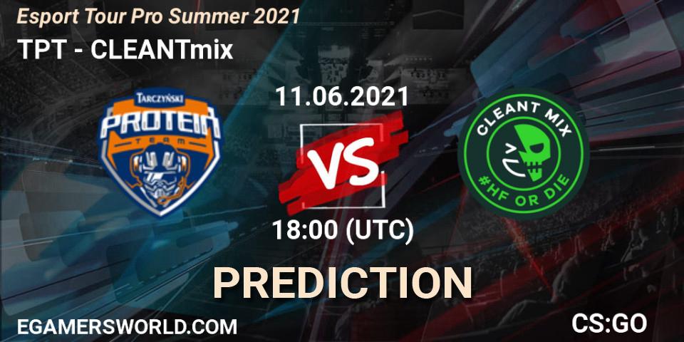Pronósticos TPT - CLEANTmix. 11.06.2021 at 18:45. Esport Tour Pro Summer 2021 - Counter-Strike (CS2)